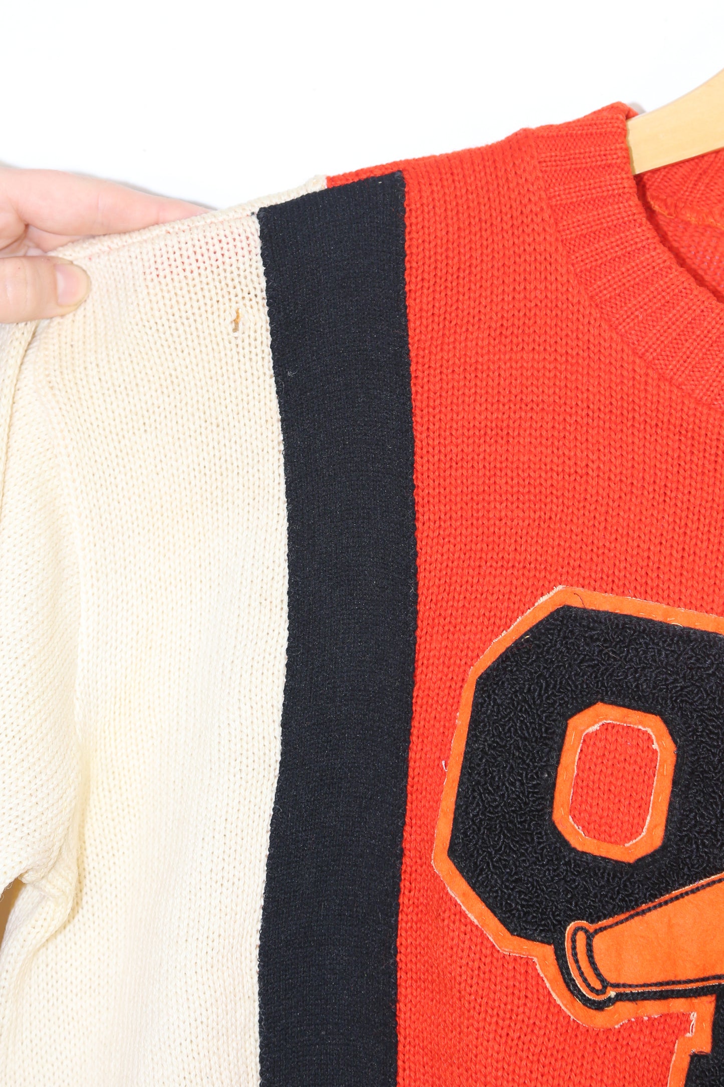 1950s Jean Lee Originals White/Red Cheerleading Varsity sweater "OF" - S/M