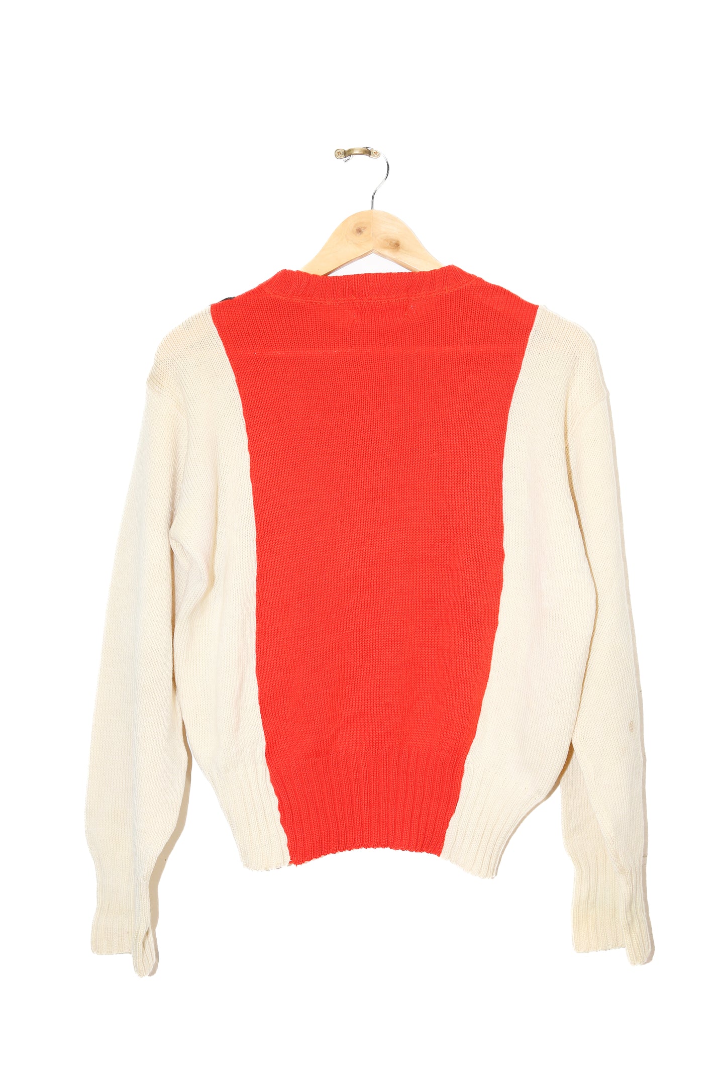 1950s Jean Lee Originals White/Red Cheerleading Varsity sweater "OF" - S/M