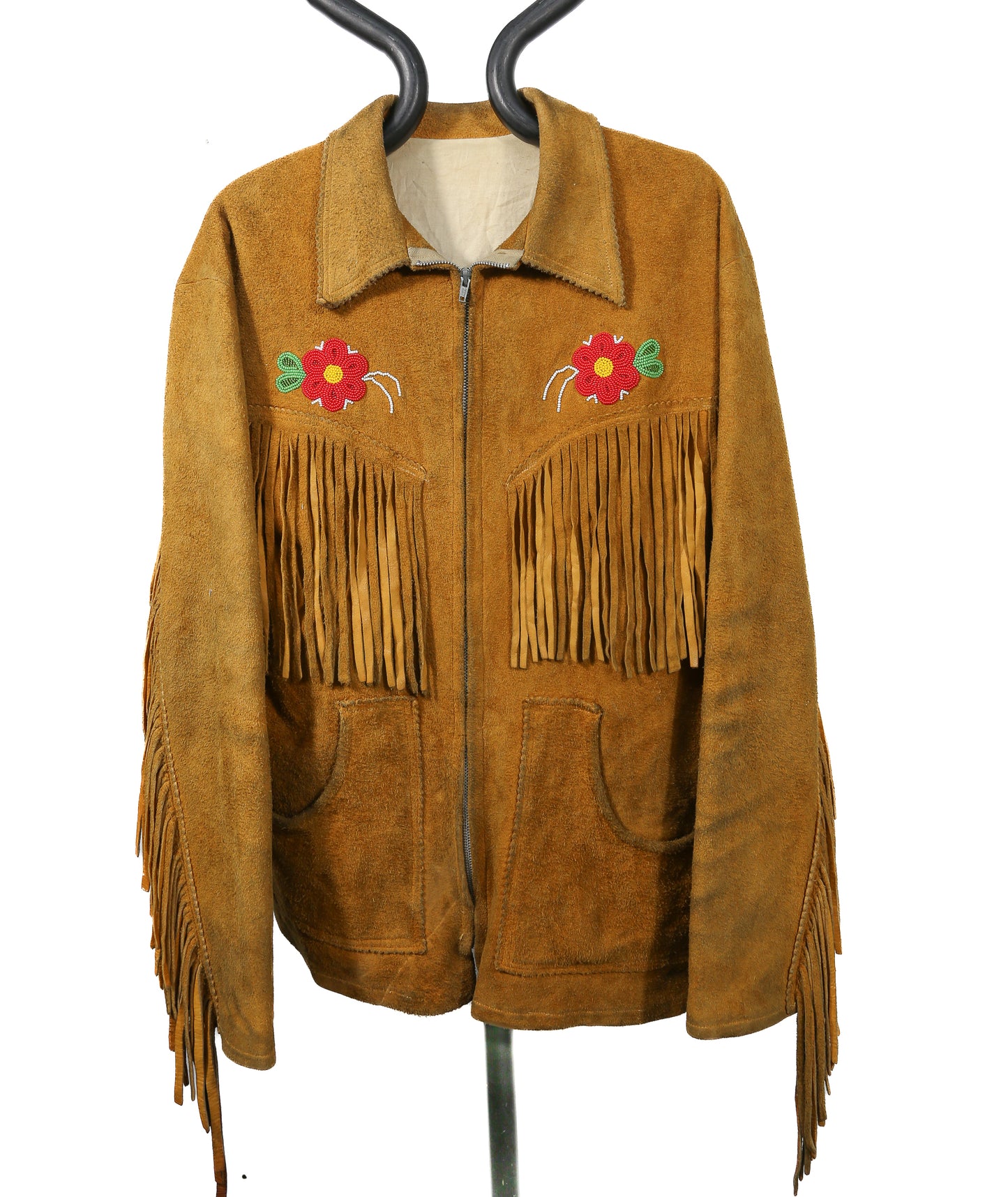 1950/60s Chippewa Ojibwe Beaded Fringed Suede Jacket - M