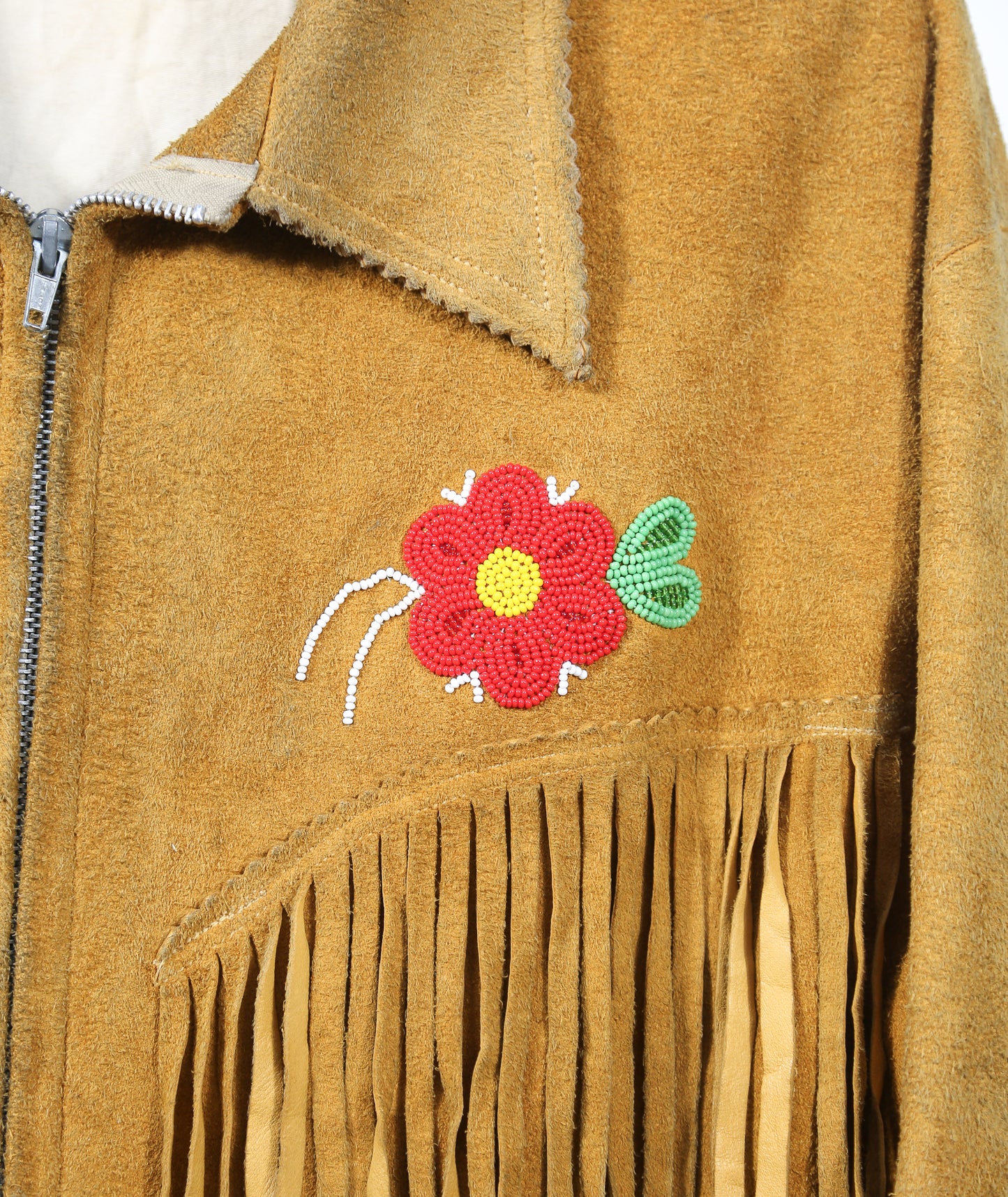 1950/60s Chippewa Ojibwe Beaded Fringed Suede Jacket - M