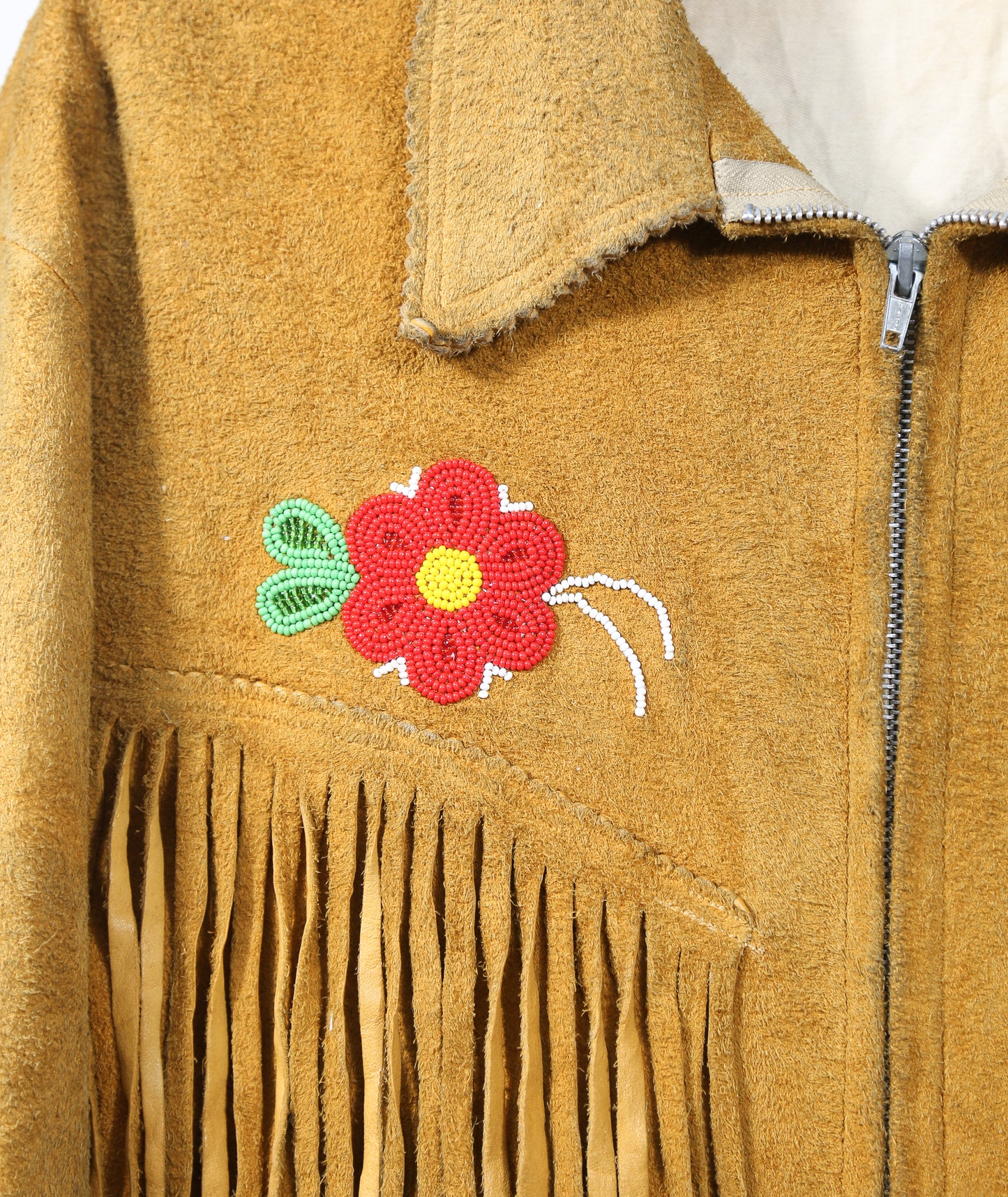 1950/60s Chippewa Ojibwe Beaded Fringed Suede Jacket - M