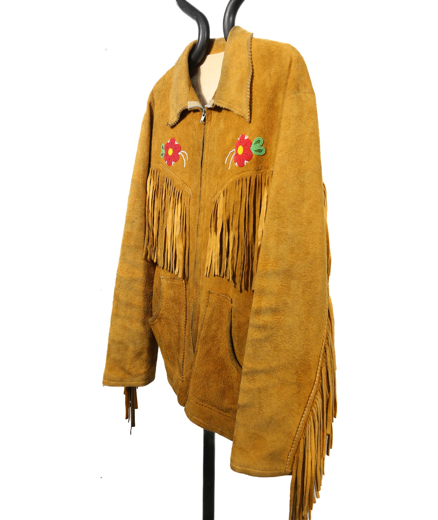 1950/60s Chippewa Ojibwe Beaded Fringed Suede Jacket - M