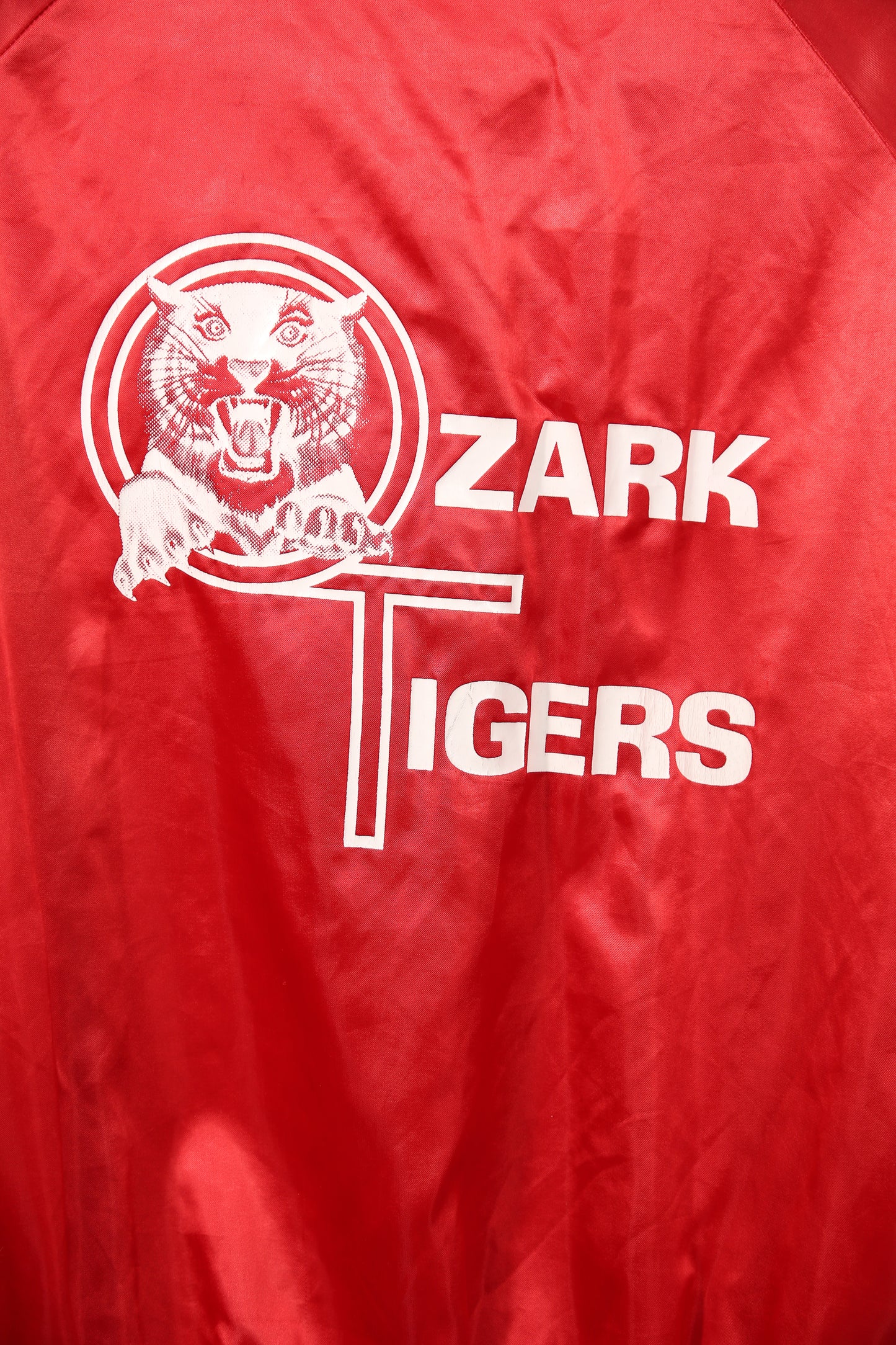 Red Ozark Tigers Button up Nylon Varsity Jacket Bomber - L