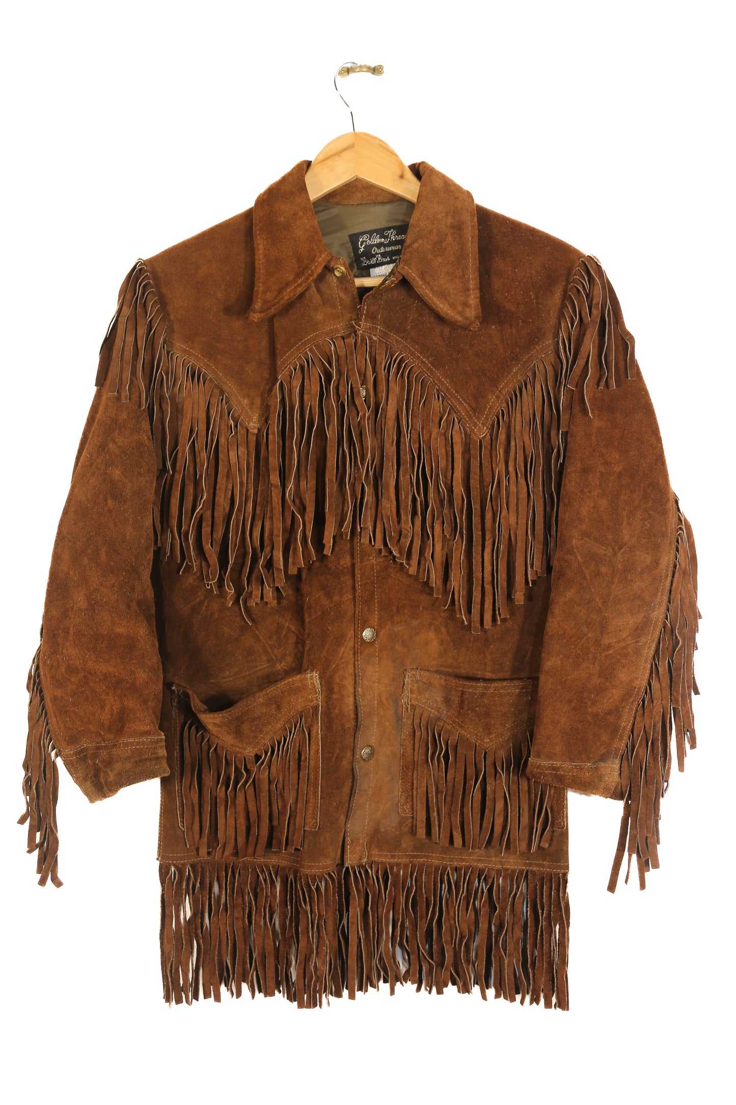 1970s Golden Thread Outerwear by Brill Bros Suede Fringe Jacket - Size M