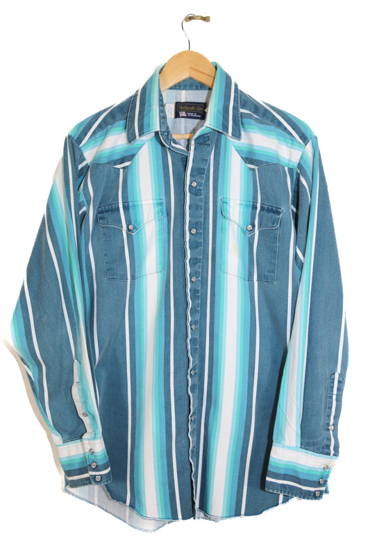 1990s Striped Panhandle Slim Shirt - L/XL