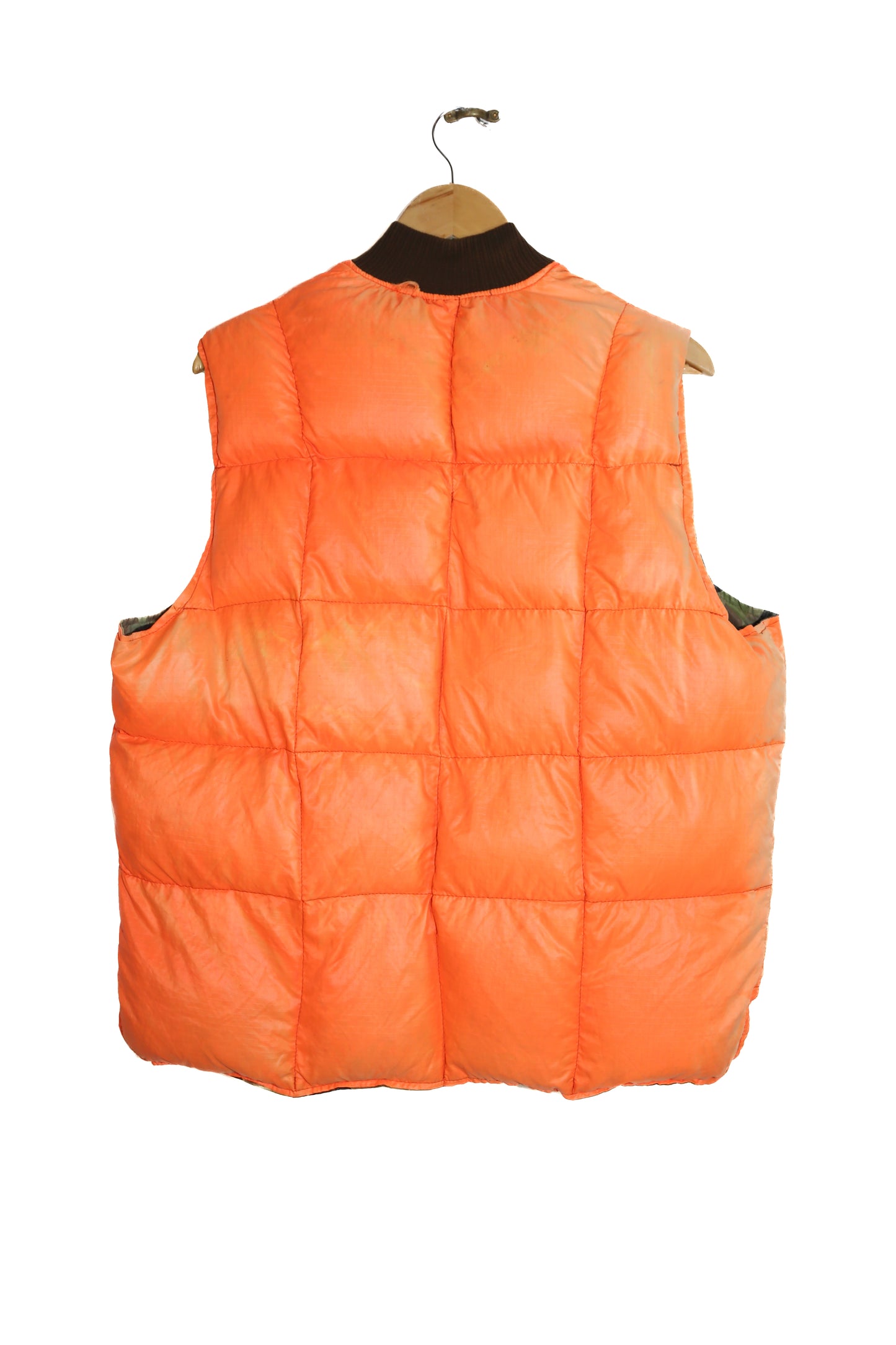 1970s Duck Down Reversible Camo & Blaze Orange Hunting Vest - XL