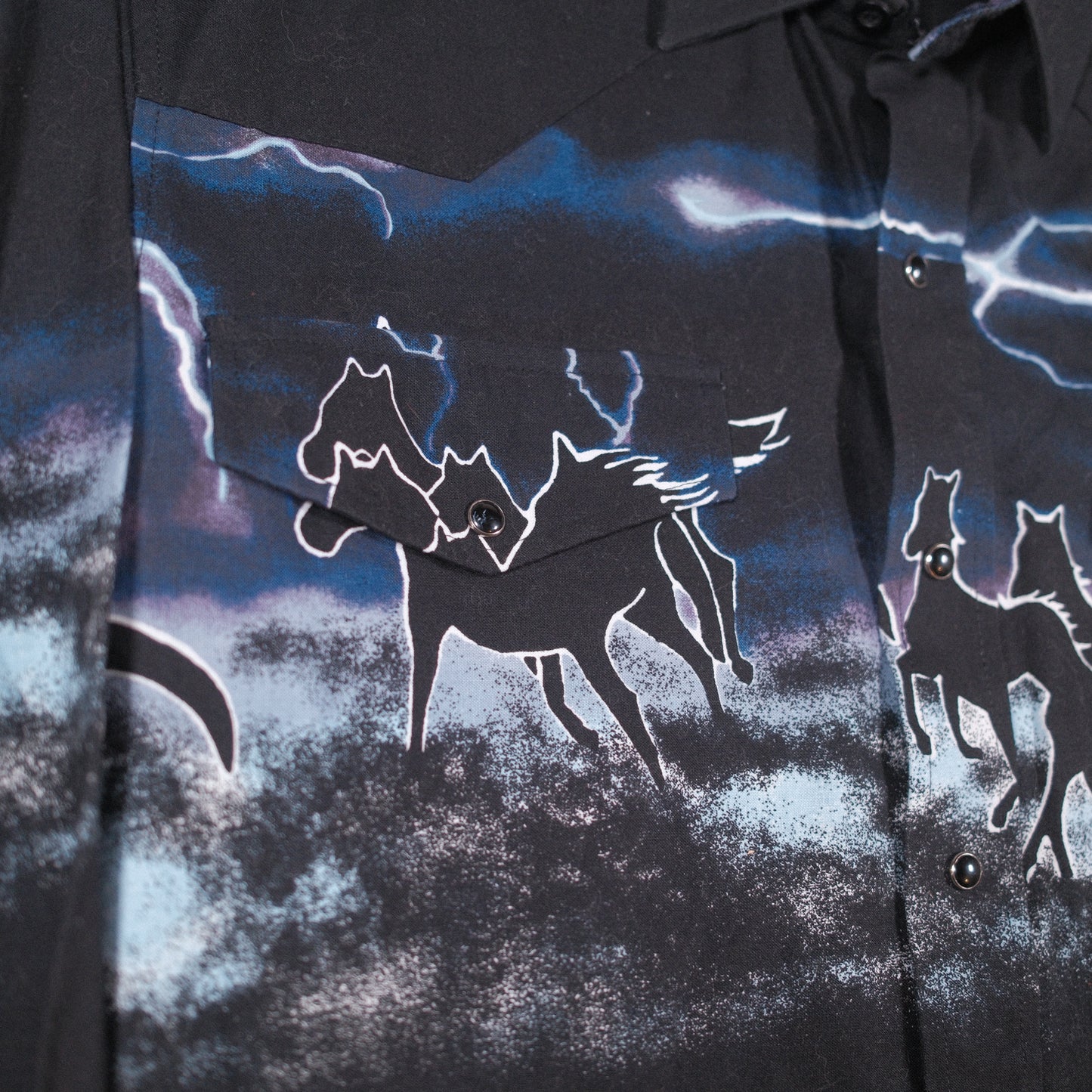Roper Black Horse Print Western Shirt - M