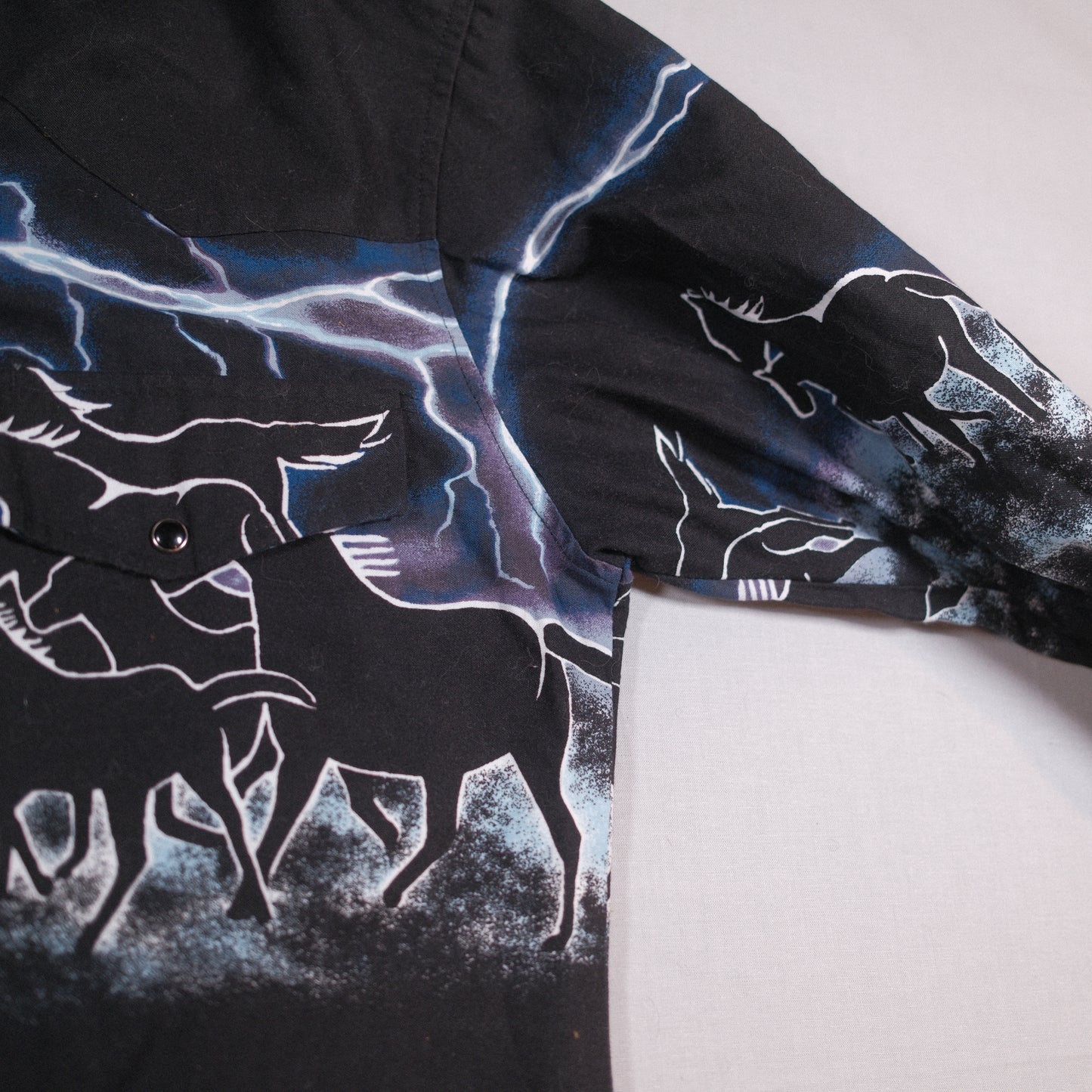 Roper Black Horse Print Western Shirt - M