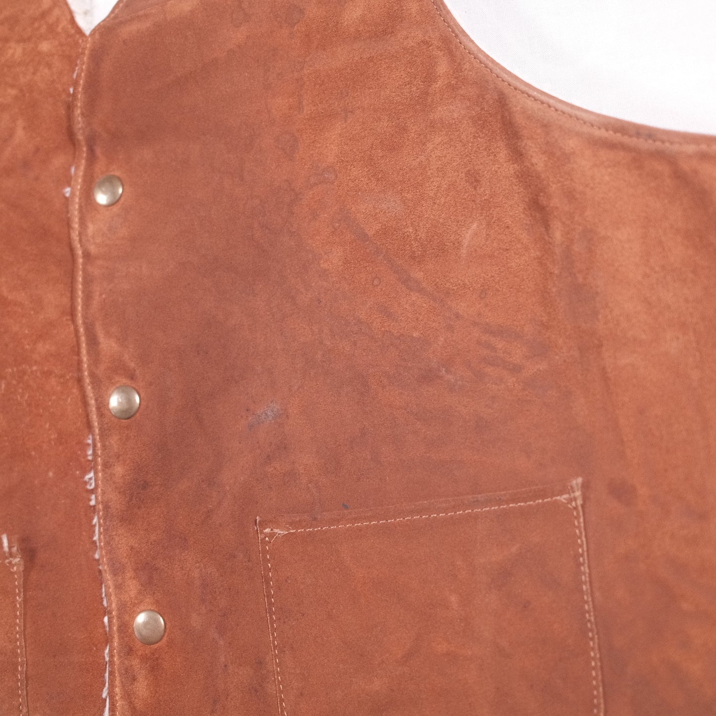 1970s Suede Sherpa Western Vest - M