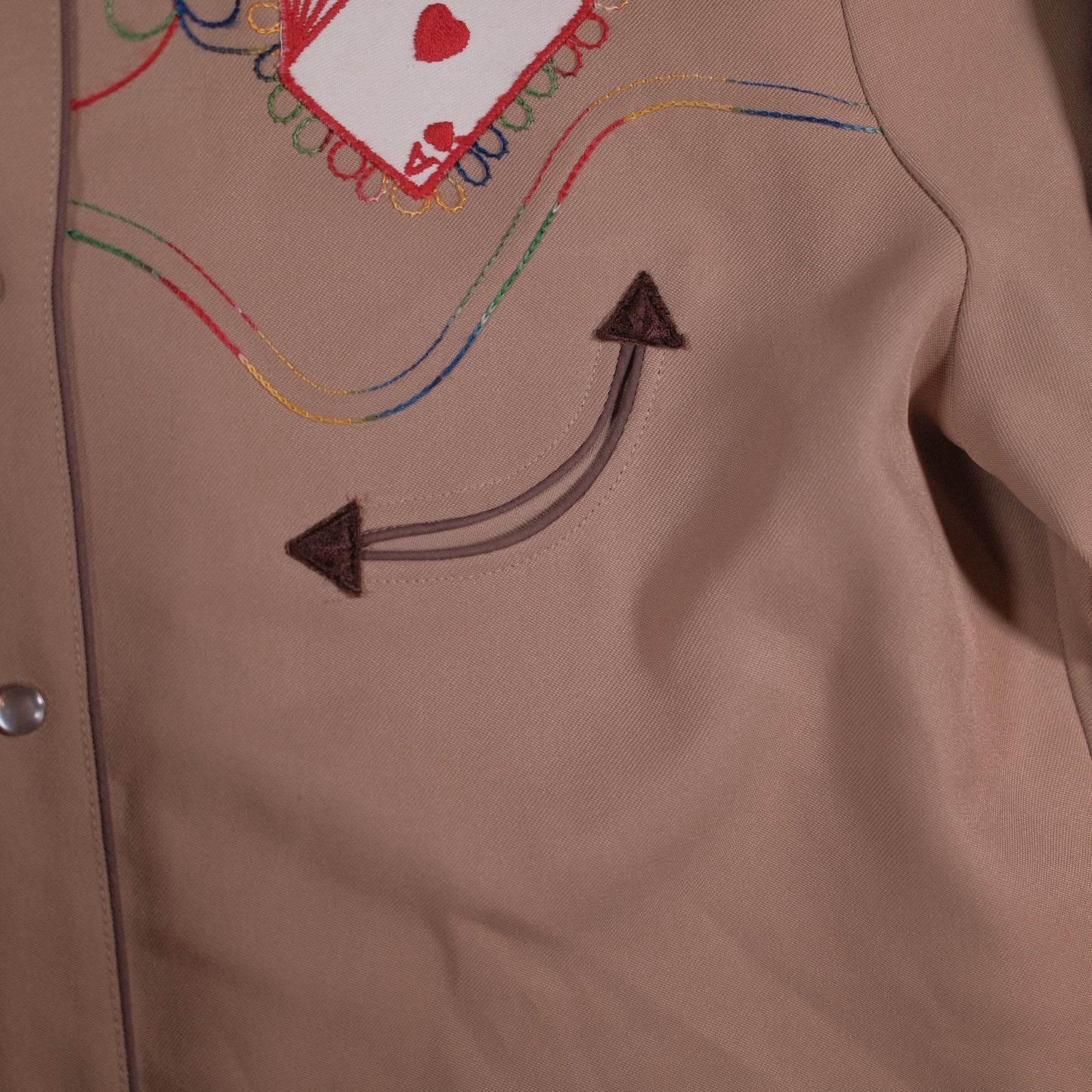 1970's Brown HbarC Polyester Royal Flush embroidered Western Shirt - L/XL
