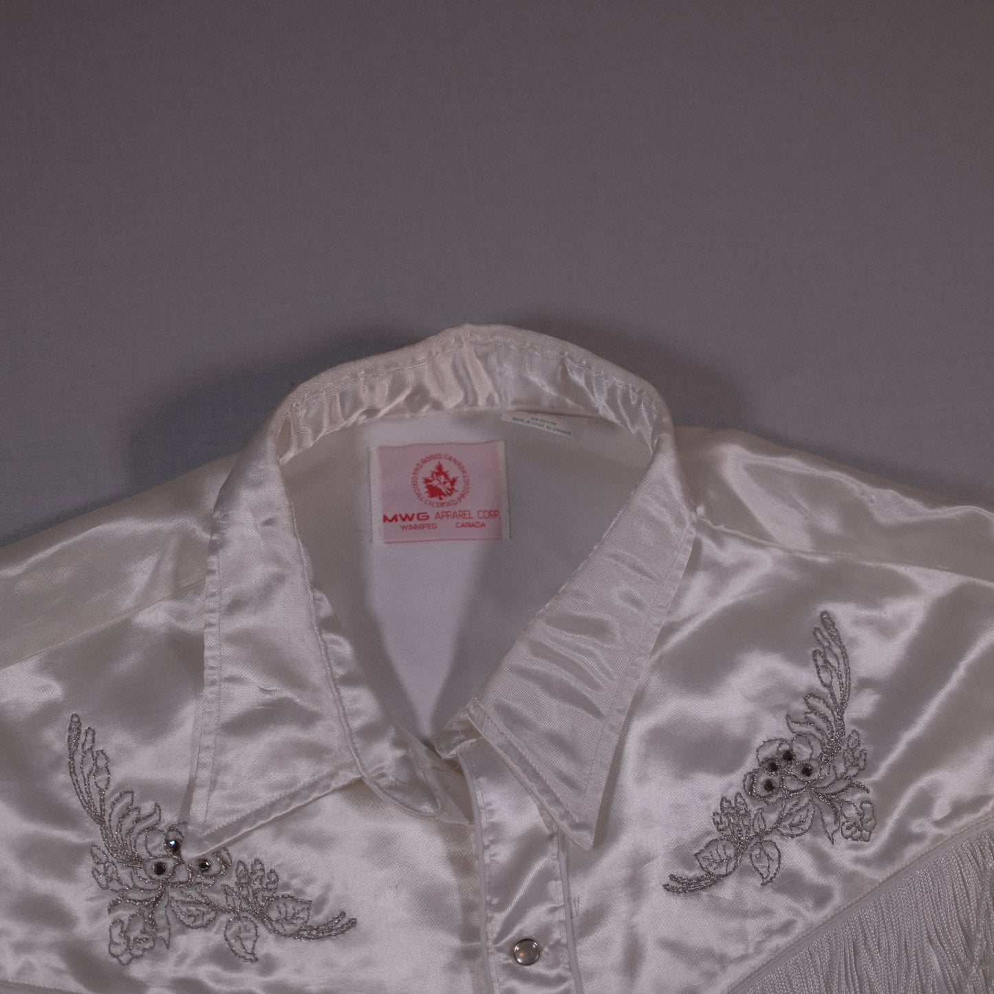80's MWG Apparel Shiny Satin Fringe Western Shirt - XXL