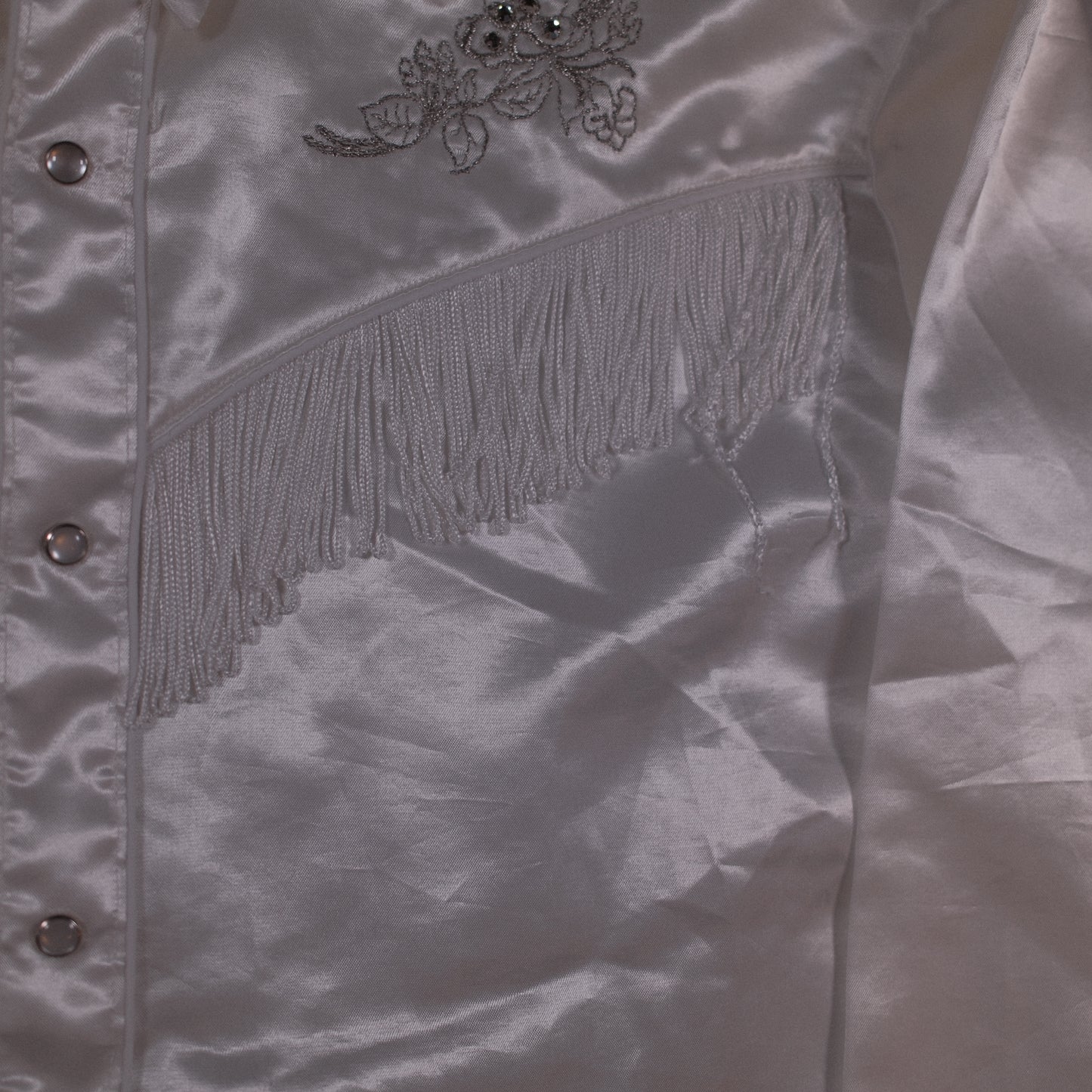 80's MWG Apparel Shiny Satin Fringe Western Shirt - XXL