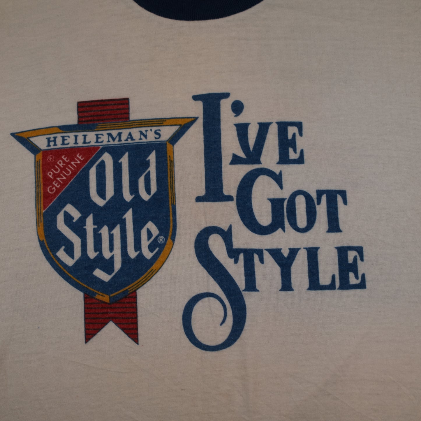 1982 White Old Style Beer ringer t-shirt - S/M