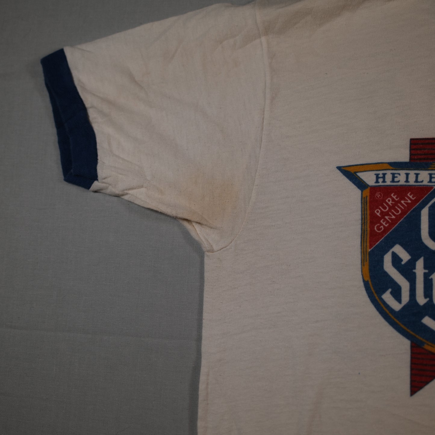 1982 White Old Style Beer ringer t-shirt - S/M