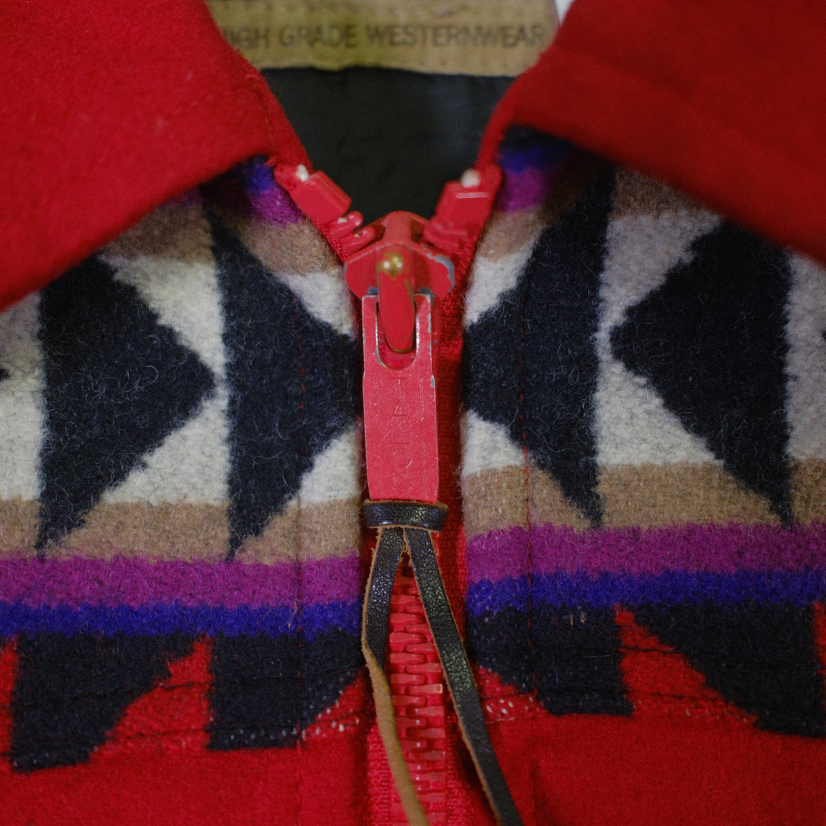 Red Pendelton 'High Grade Western Wear' Wool Bomber Jacket - L/XL