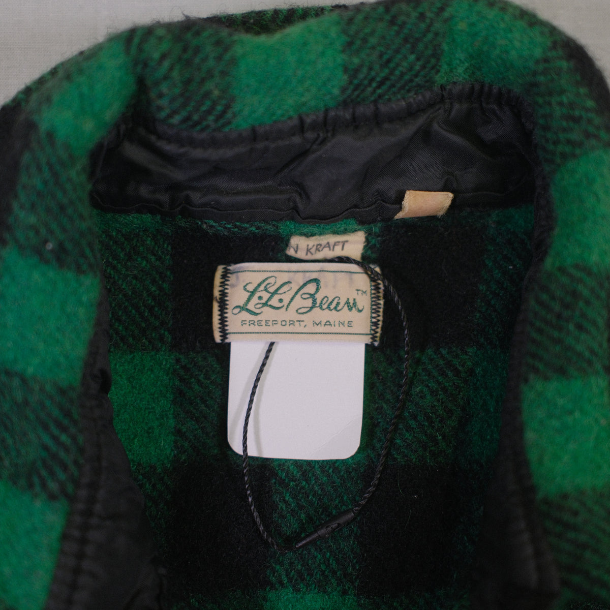 1970's LL Bean Green Plaid Mackintaw shirt - S