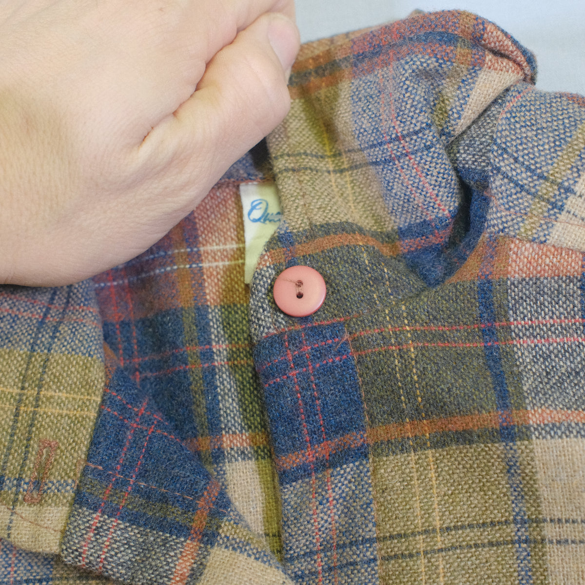 1970's 'Queens Way' button up Brown plaid Shirt - M