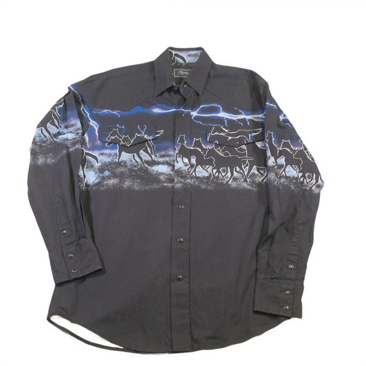 Roper Lightning and Horses Western Shirt - M