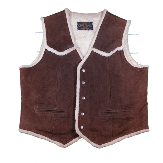 1970's Montgomery Ward Sherpa Lined Suede Vest - L/XL